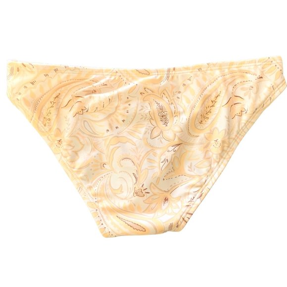 Xhilaration Juniors Cream Yellow Paisley Cheeky Bottom Bathing Suit Swim Medium - Picture 2 of 9
